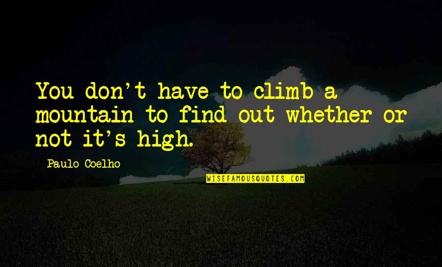 Climb Up High Quotes By Paulo Coelho: You don't have to climb a mountain to