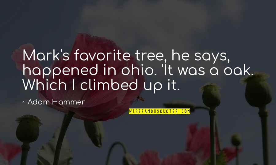Climbed Quotes By Adam Hammer: Mark's favorite tree, he says, happened in ohio.