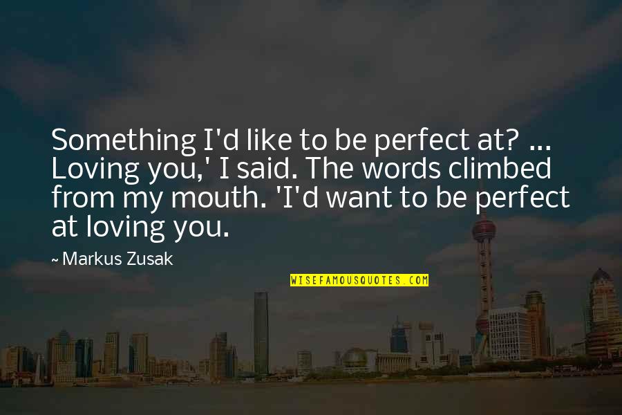 Climbed Quotes By Markus Zusak: Something I'd like to be perfect at? ...