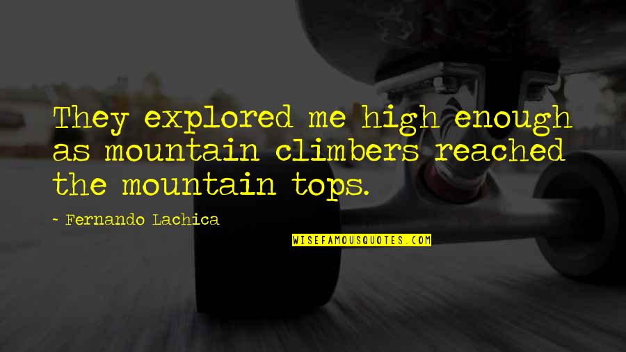 Climbers Quotes By Fernando Lachica: They explored me high enough as mountain climbers