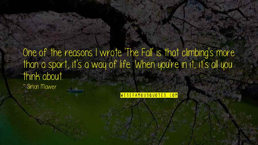 Climbing And Life Quotes By Simon Mawer: One of the reasons I wrote 'The Fall'