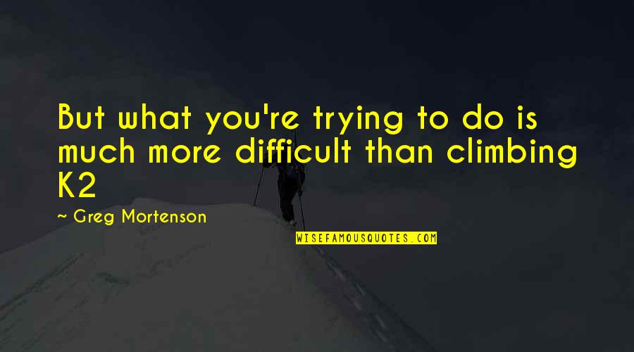 Climbing Quotes By Greg Mortenson: But what you're trying to do is much