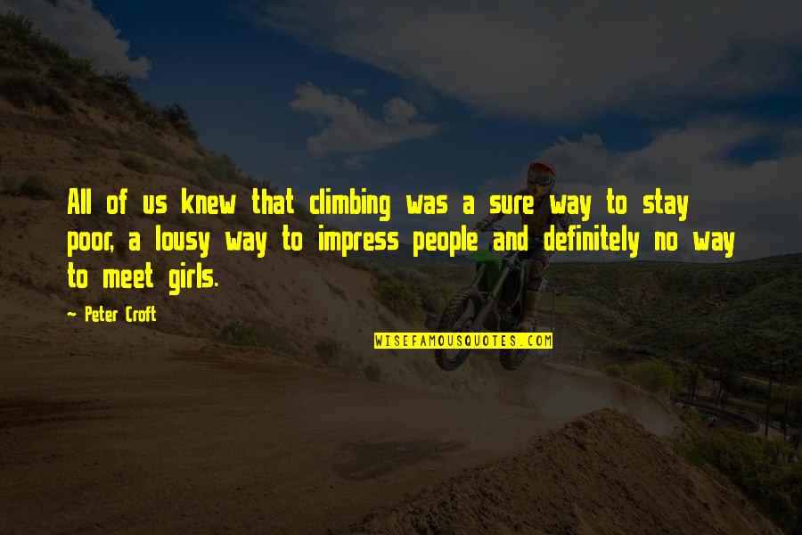 Climbing Quotes By Peter Croft: All of us knew that climbing was a