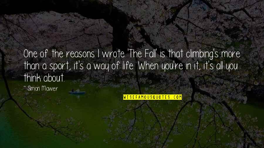 Climbing Up In Life Quotes By Simon Mawer: One of the reasons I wrote 'The Fall'