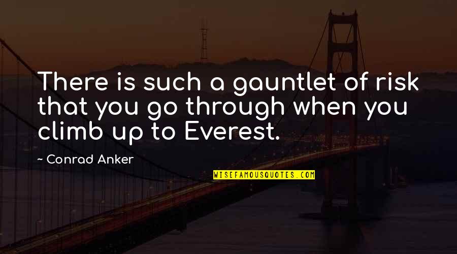 Climbs Quotes By Conrad Anker: There is such a gauntlet of risk that