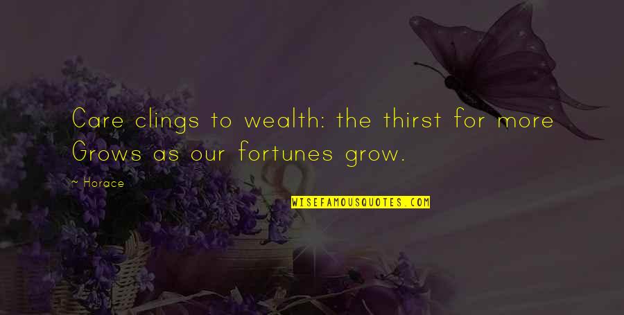 Clings Quotes By Horace: Care clings to wealth: the thirst for more