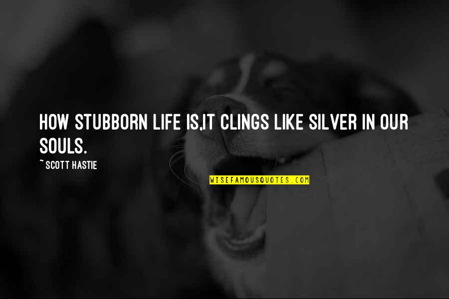 Clings Quotes By Scott Hastie: How stubborn life is,It clings like silver in