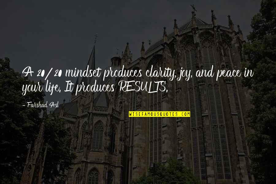 Cliquish Group Quotes By Farshad Asl: A 20/20 mindset produces clarity, joy, and peace