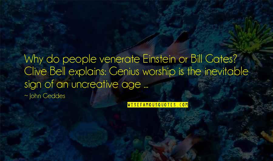 Clive Bell Quotes By John Geddes: Why do people venerate Einstein or Bill Gates?