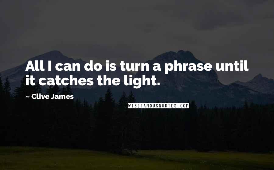 Clive James quotes: All I can do is turn a phrase until it catches the light.