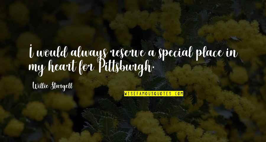 Cloaca Quotes By Willie Stargell: I would always reserve a special place in Cloaca Quotes By Willie Stargell: I would always reserve a special place in