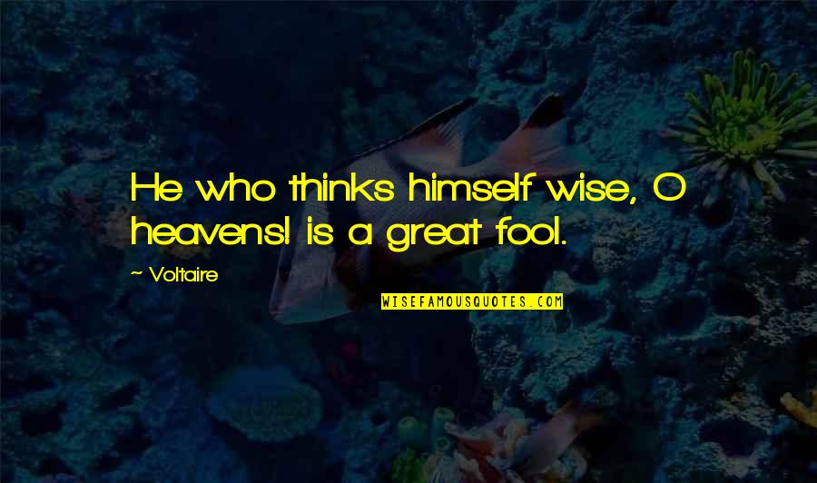 Cloads Quotes By Voltaire: He who thinks himself wise, O heavens! is
