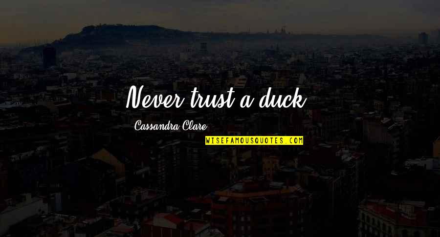 Clockwork Angel Cassandra Clare Quotes By Cassandra Clare: Never trust a duck.