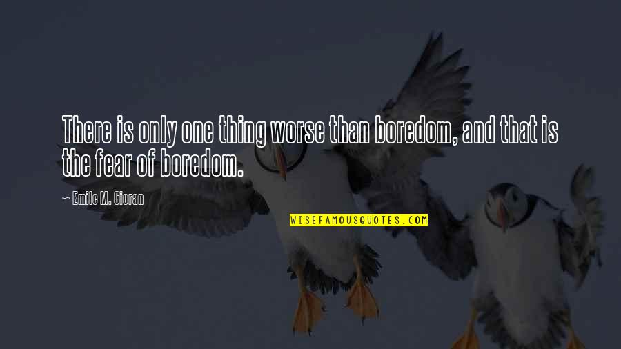Cloning In Frankenstein Quotes By Emile M. Cioran: There is only one thing worse than boredom,