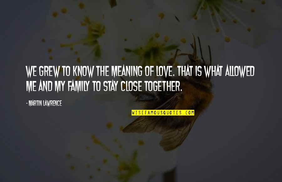 Close Family Quotes By Martin Lawrence: We grew to know the meaning of love.