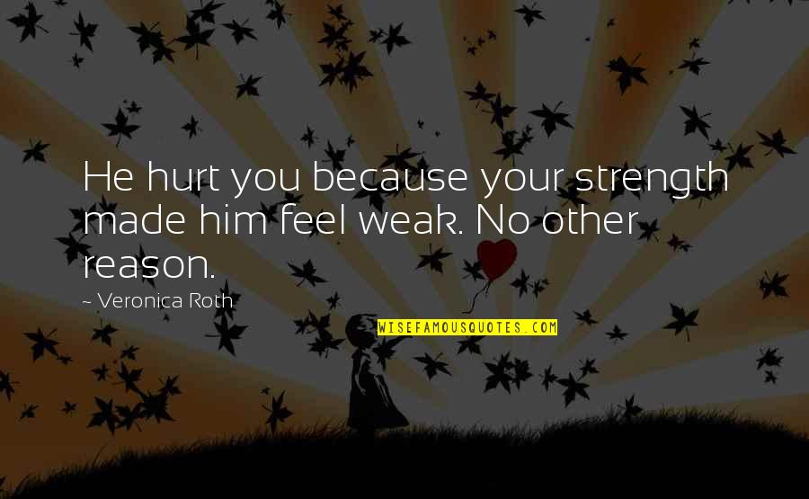 Close Friends Love Quotes By Veronica Roth: He hurt you because your strength made him