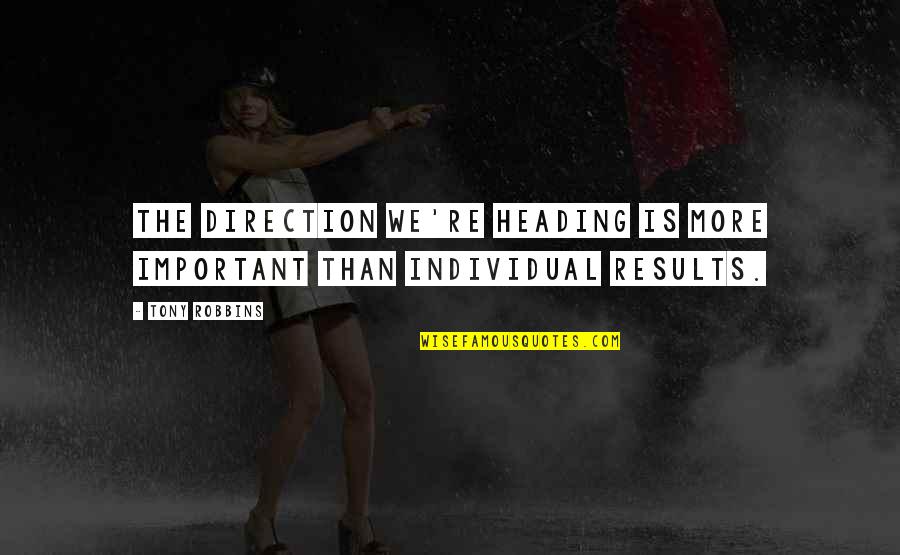 Close Friends Moving Away Quotes By Tony Robbins: The direction we're heading is more important than