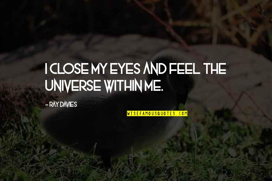 Close My Eye Quotes By Ray Davies: I close my eyes and feel the universe