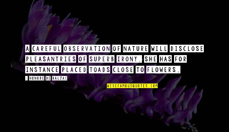Close Observation Quotes By Honore De Balzac: A careful observation of Nature will disclose pleasantries