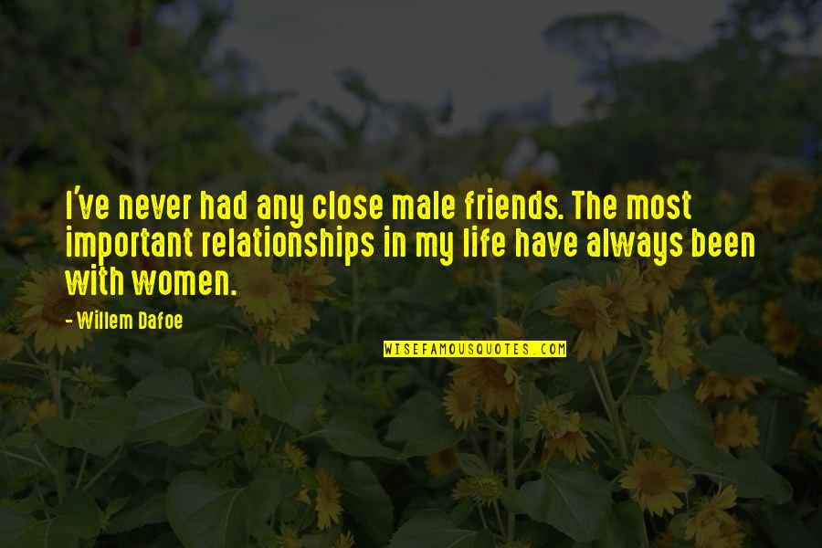 Close Relationships Quotes By Willem Dafoe: I've never had any close male friends. The