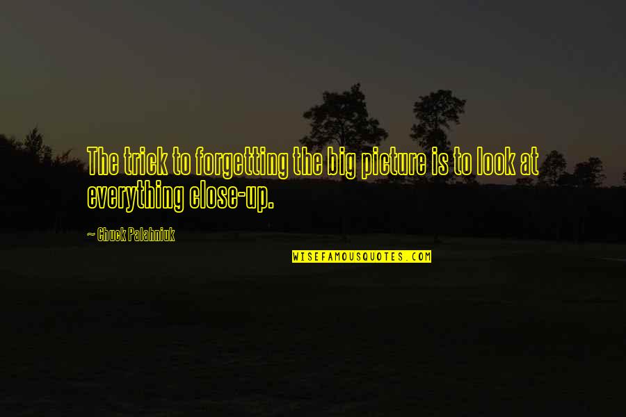 Close Up Picture Quotes By Chuck Palahniuk: The trick to forgetting the big picture is