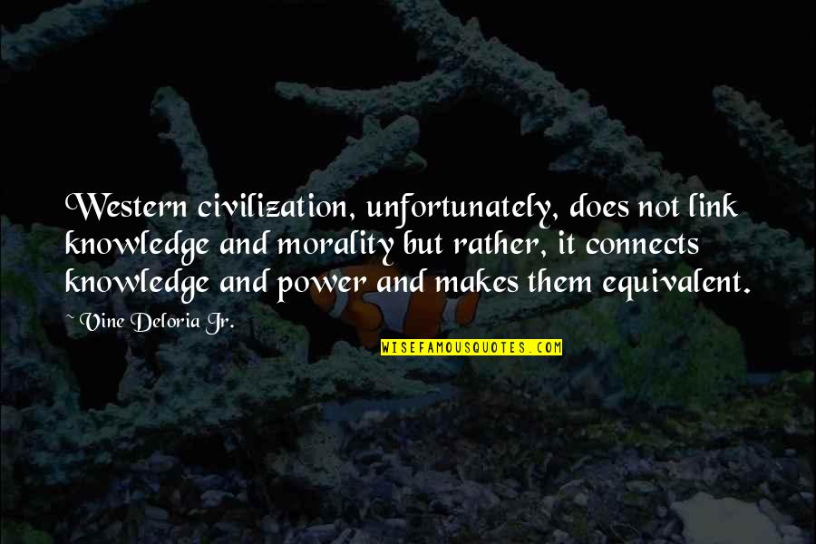 Clothesline Quotes By Vine Deloria Jr.: Western civilization, unfortunately, does not link knowledge and