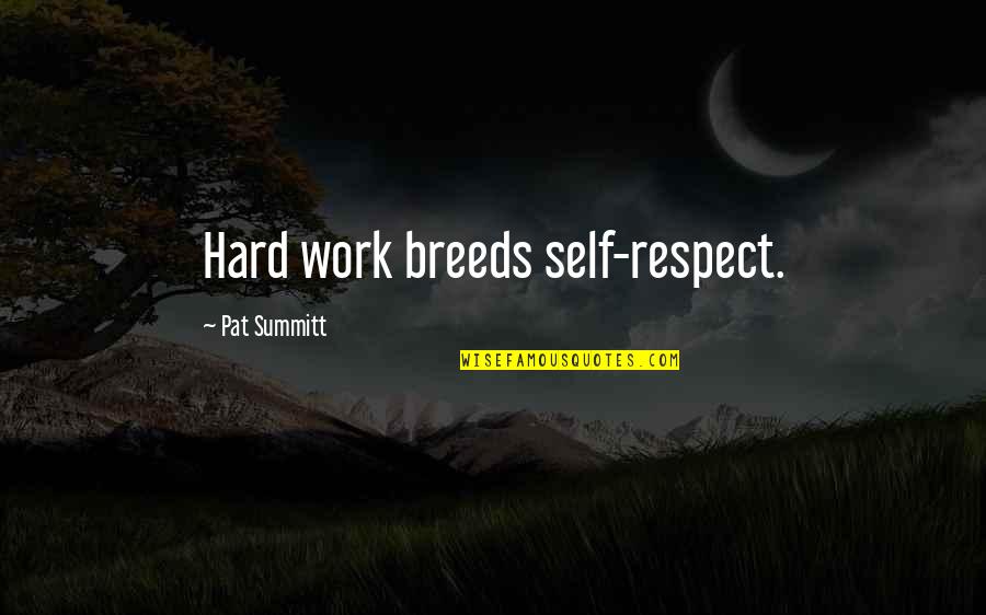 Cloudbank Quotes By Pat Summitt: Hard work breeds self-respect.
