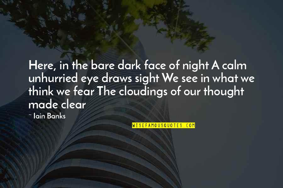 Cloudings Quotes By Iain Banks: Here, in the bare dark face of night
