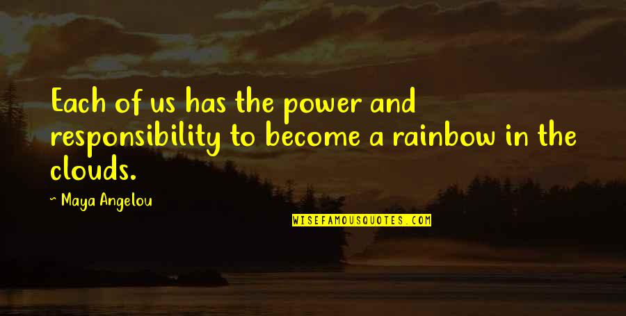 Clouds And Rainbow Quotes By Maya Angelou: Each of us has the power and responsibility