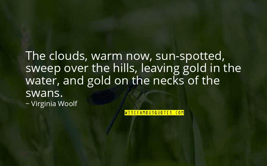 Clouds And Sun Quotes By Virginia Woolf: The clouds, warm now, sun-spotted, sweep over the