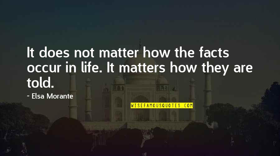 Clowns Of God Quotes By Elsa Morante: It does not matter how the facts occur