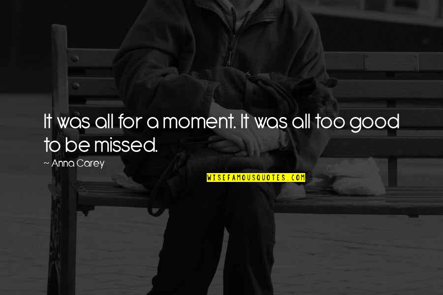 Clumsy Person Quotes By Anna Carey: It was all for a moment. It was