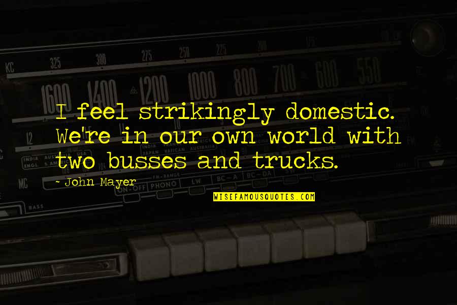 Clunkily Quotes By John Mayer: I feel strikingly domestic. We're in our own