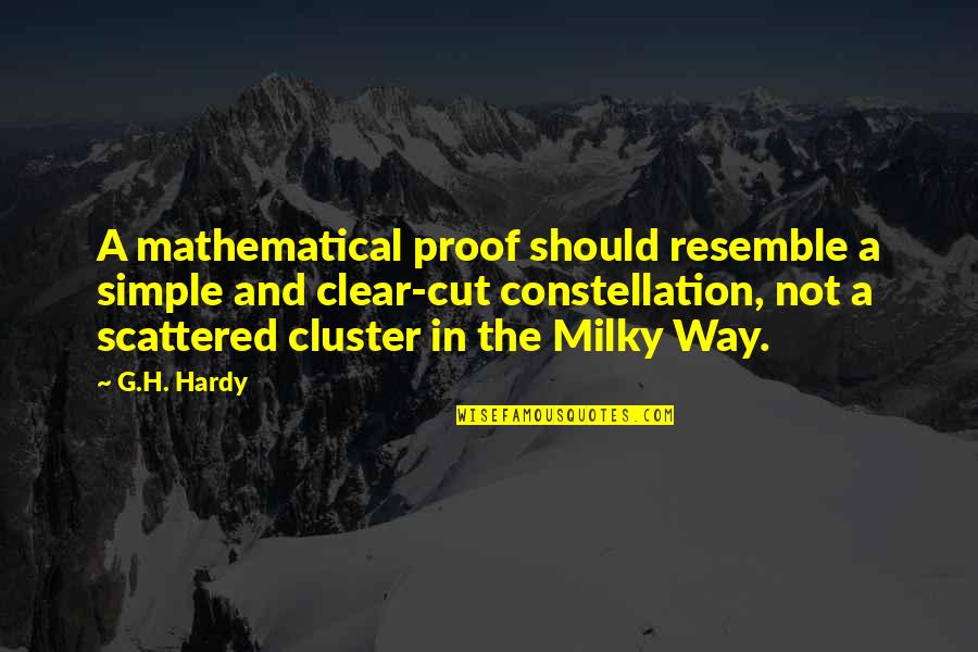 Cluster Quotes By G.H. Hardy: A mathematical proof should resemble a simple and