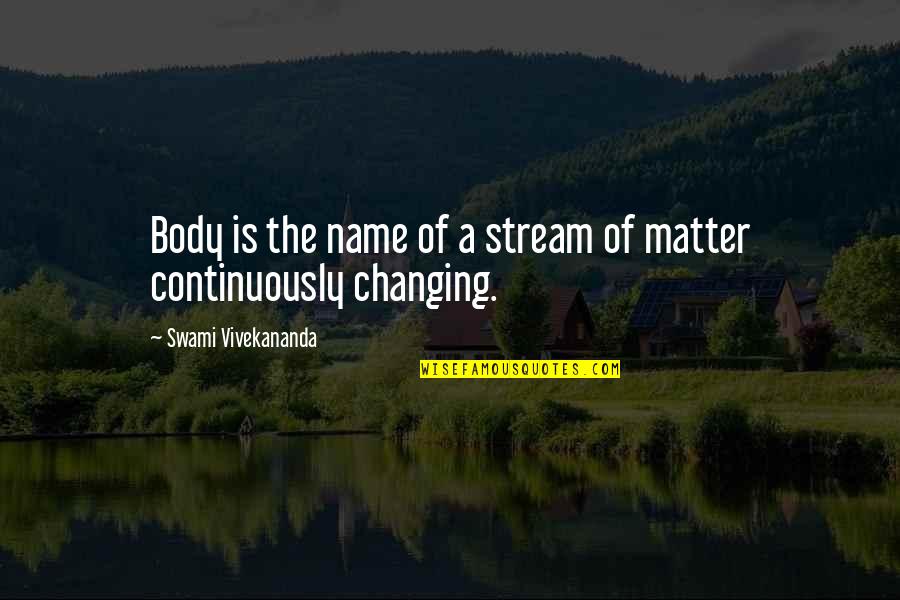 Clutches Synonym Quotes By Swami Vivekananda: Body is the name of a stream of