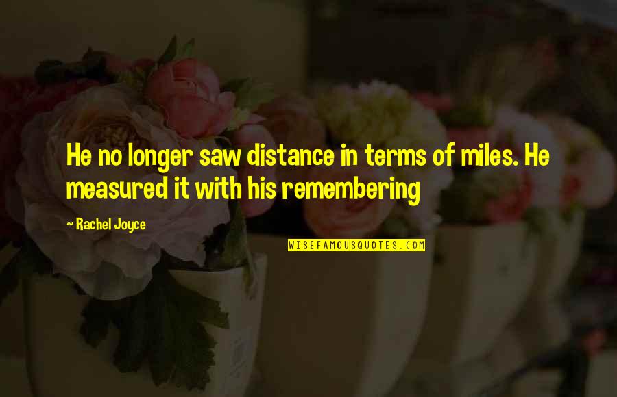 Clyde Alexander Shelton Quotes By Rachel Joyce: He no longer saw distance in terms of