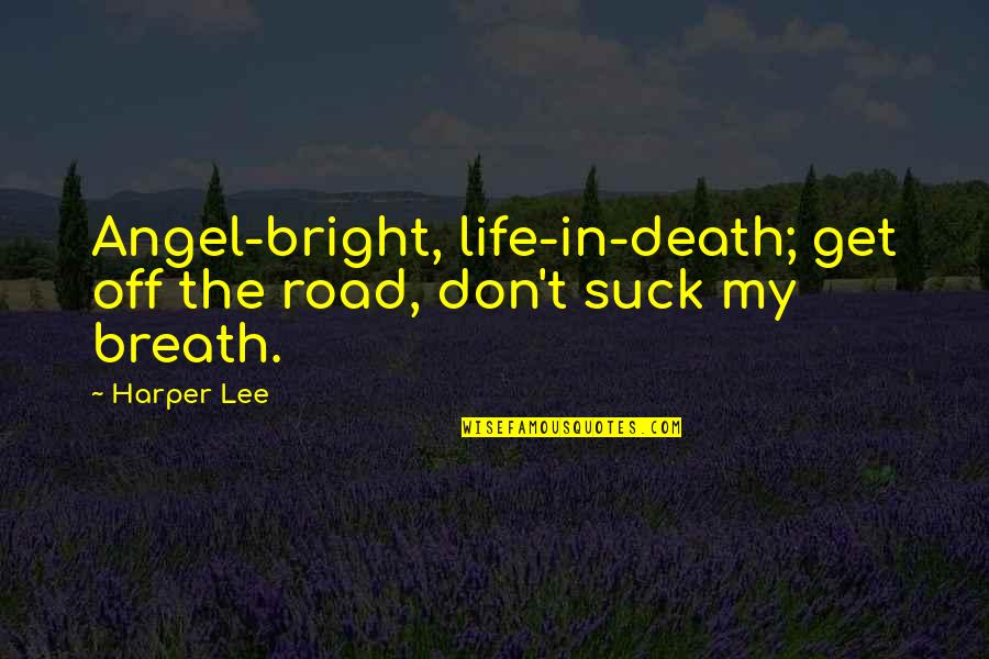 Clyde Kluckhohn Quotes By Harper Lee: Angel-bright, life-in-death; get off the road, don't suck