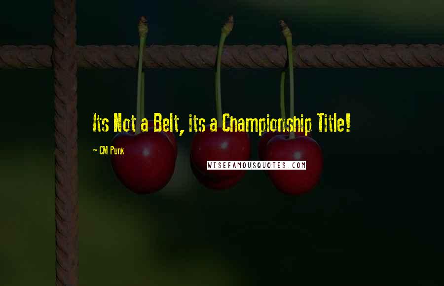 CM Punk quotes: Its Not a Belt, its a Championship Title!