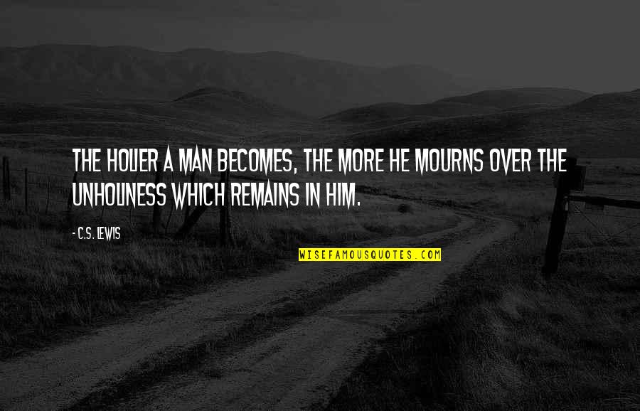 C'mon Man Quotes By C.S. Lewis: The holier a man becomes, the more he