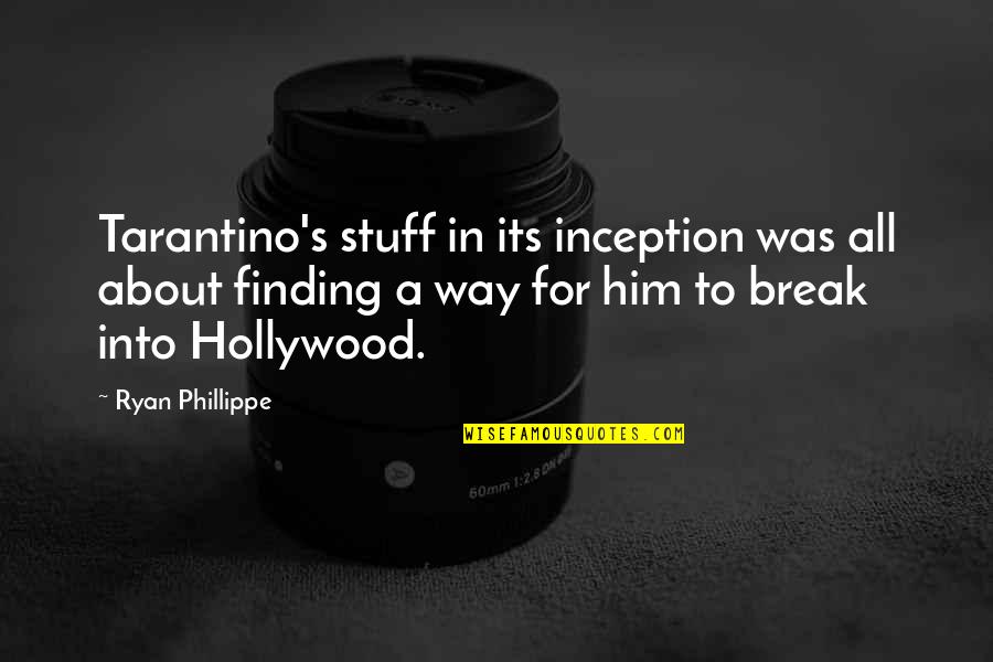 Cmsgt Bass Quotes By Ryan Phillippe: Tarantino's stuff in its inception was all about Cmsgt Bass Quotes By Ryan Phillippe: Tarantino's stuff in its inception was all about
