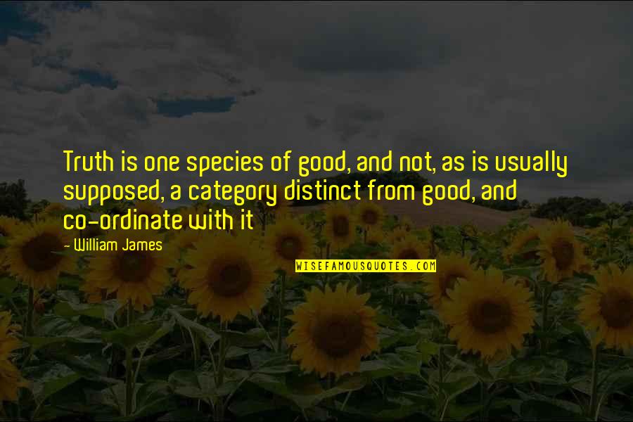 Co Quotes By William James: Truth is one species of good, and not,