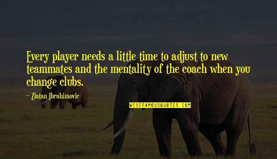 Coach And Player Quotes By Zlatan Ibrahimovic: Every player needs a little time to adjust