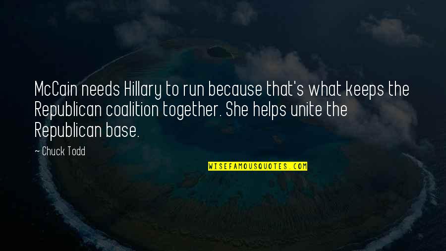 Coalition Quotes By Chuck Todd: McCain needs Hillary to run because that's what Coalition Quotes By Chuck Todd: McCain needs Hillary to run because that's what