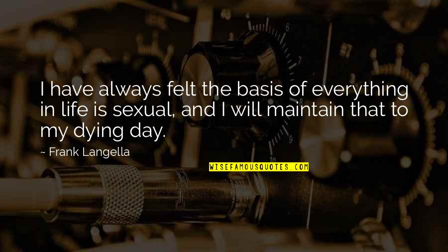 Coalitional Psychology Quotes By Frank Langella: I have always felt the basis of everything Coalitional Psychology Quotes By Frank Langella: I have always felt the basis of everything