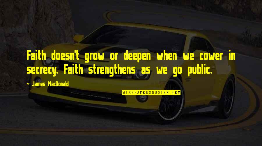 Coapse Muschi Quotes By James MacDonald: Faith doesn't grow or deepen when we cower