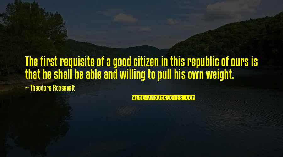 Coapted Quotes By Theodore Roosevelt: The first requisite of a good citizen in