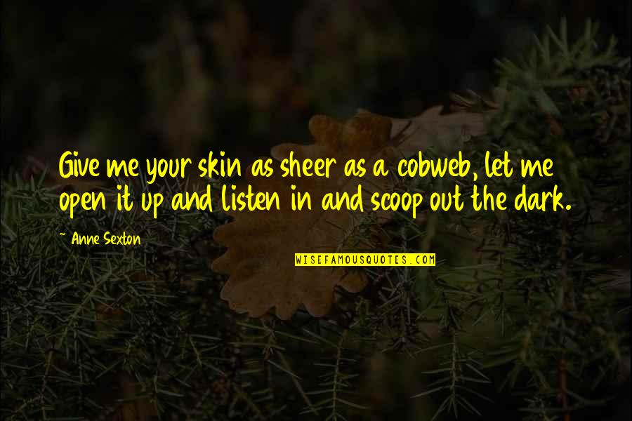 Cobweb Quotes By Anne Sexton: Give me your skin as sheer as a