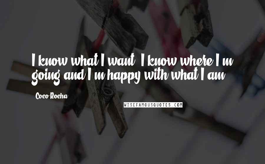 Coco Rocha quotes: I know what I want, I know where I'm going and I'm happy with what I am.