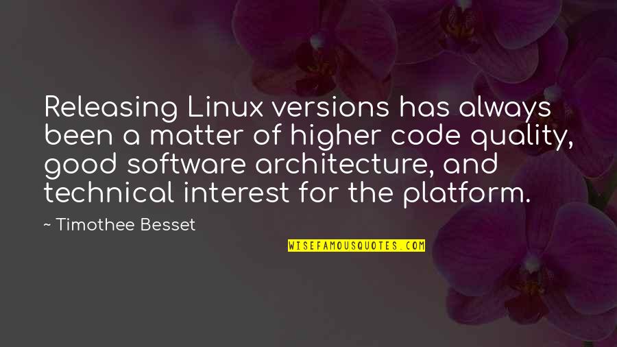 Code Quality Quotes By Timothee Besset: Releasing Linux versions has always been a matter