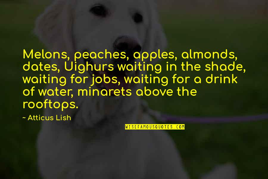 Coentrao Fabio Quotes By Atticus Lish: Melons, peaches, apples, almonds, dates, Uighurs waiting in